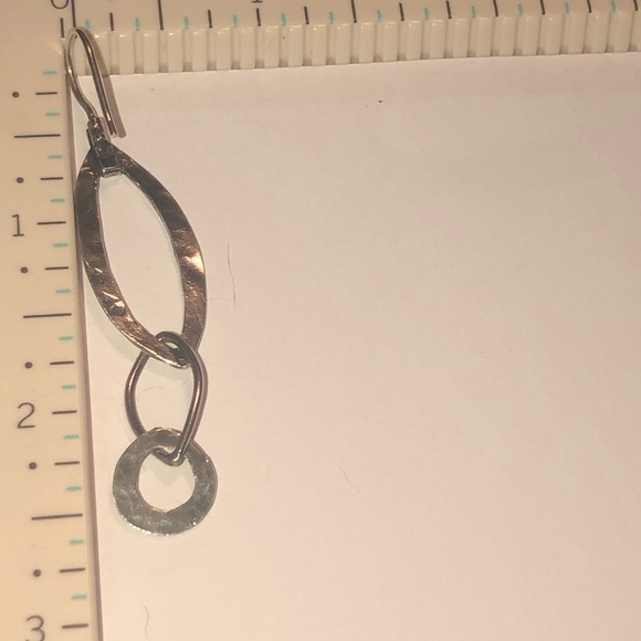 SILPADA Sterling Silver Oblong & Circles Hammered Shepherds Hook Earrings 2.6” - Picture 6 of 6